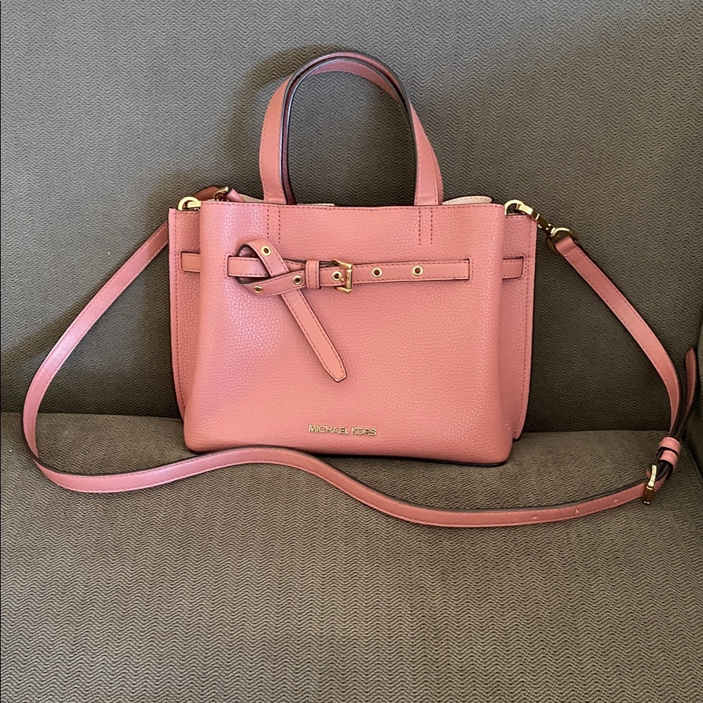 SOLD!Michael Kors Emilia Small Pebbled Leather Satchel Bag in Rose, Retails $498 - Picture 17 of 17